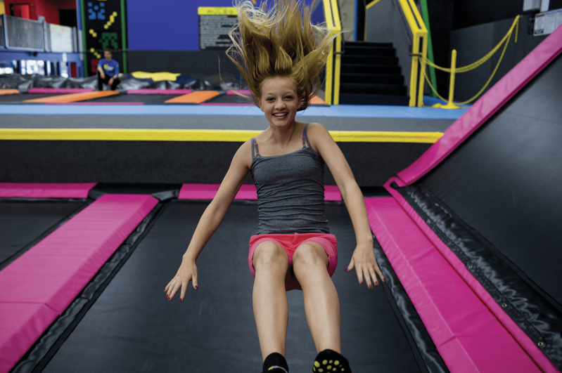 jumping on trampoline