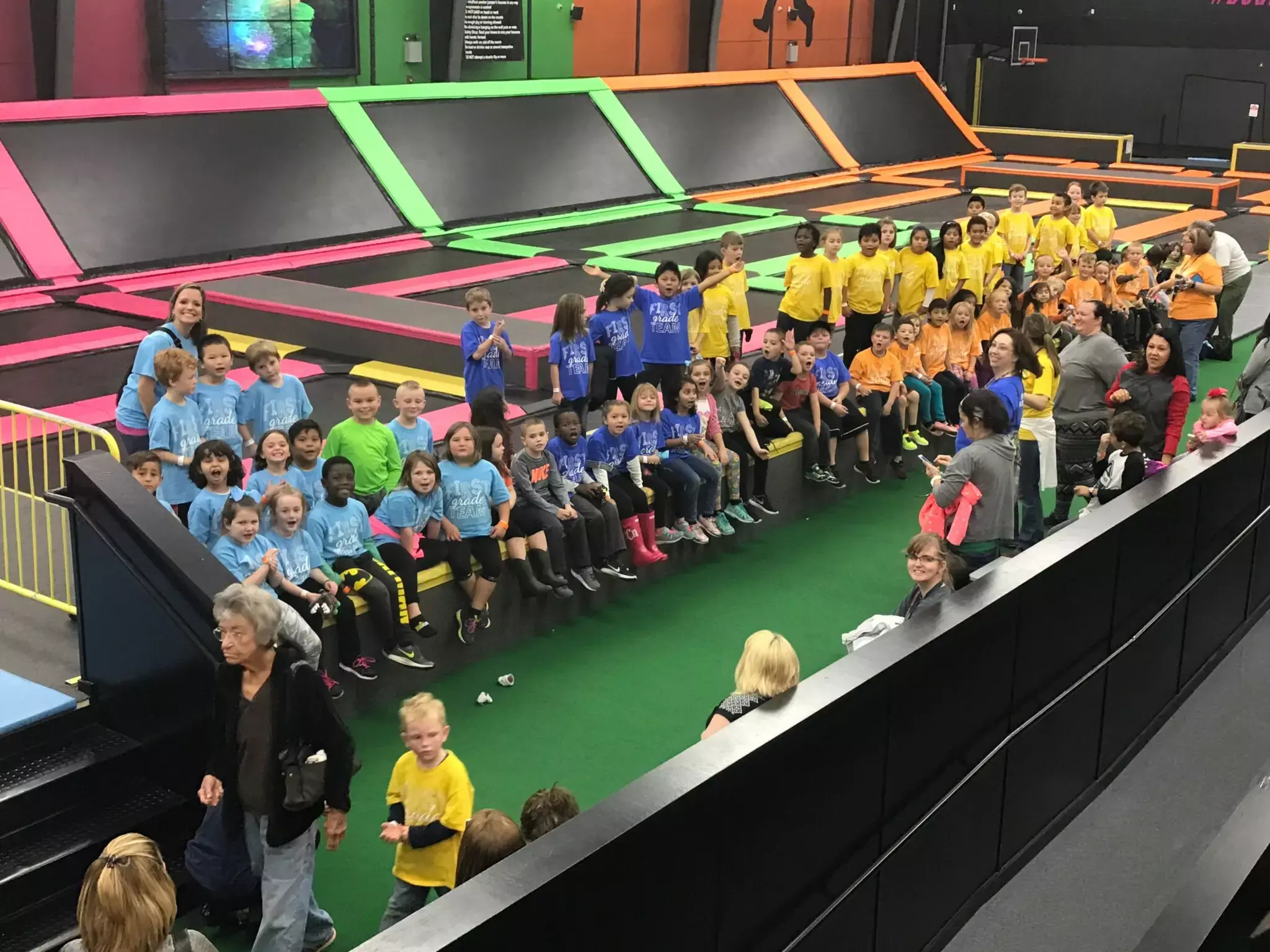 kids group at trampoline park